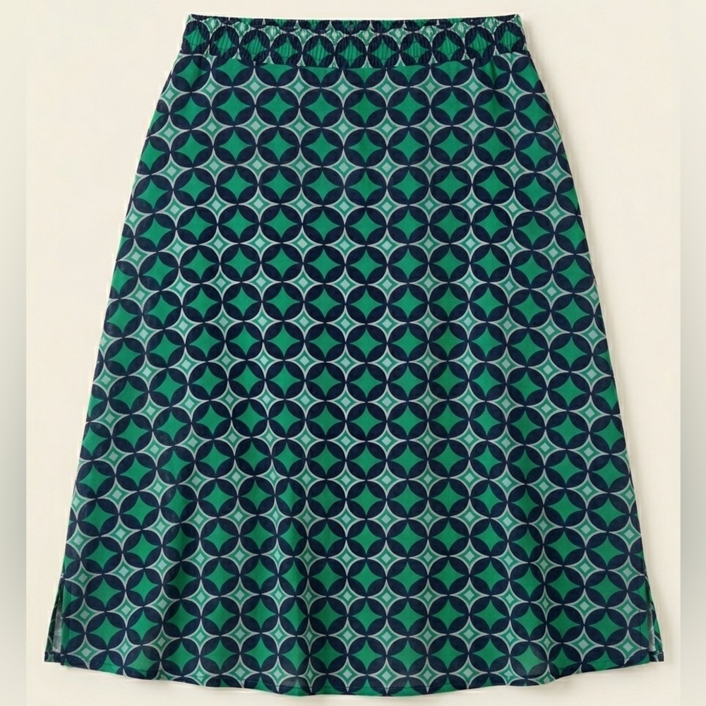 Banana Republic Green & Teal Geometric Midi Skirt women’s size 6